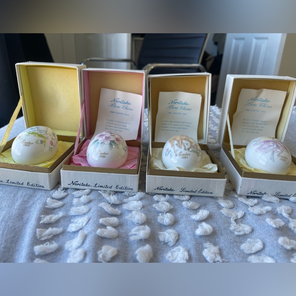 Noritake Limited Edition Bone China Japan Easter Eggs In Box 1977 1980 1981 1982